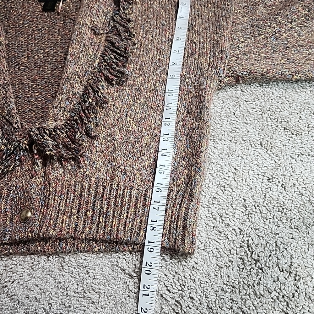 House of Harlow 1960 Brown Knit Fringe Shawl Cardigan Sweater - Size XL - Picture 8 of 9